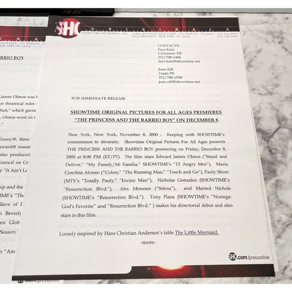 Showtime Movie Press Kit The Princess and the Barrio Boy 2000 Edward James Olmos - Picture 2 of 8